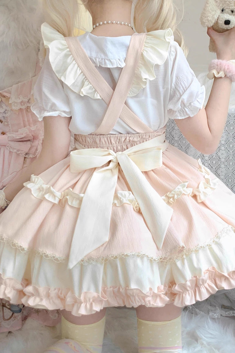 Strappy Doll Collar Ruffle Sweet Tiered Skirt in 7 Colors