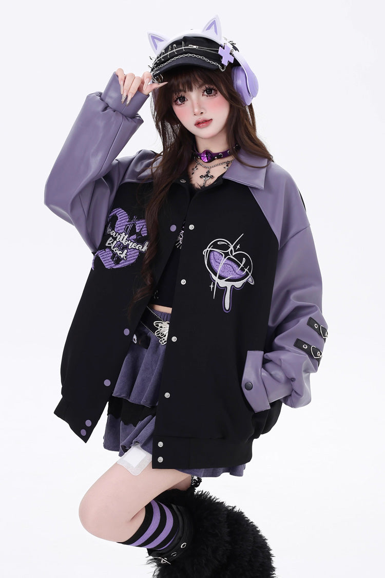 Japanese Jirai Kei Embroidered Coat with Gothic Stitching