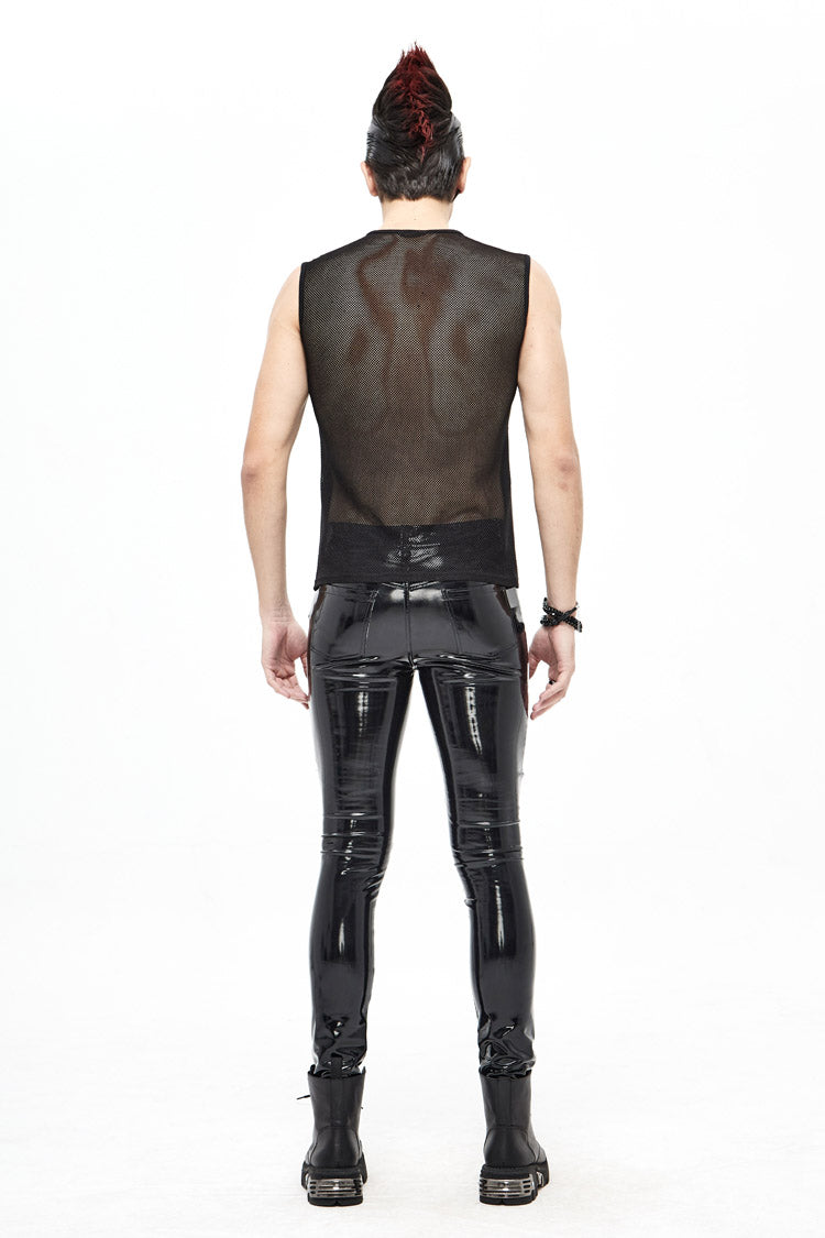 Men's Punk Vest with Armor Mesh and Shiny Knit Details