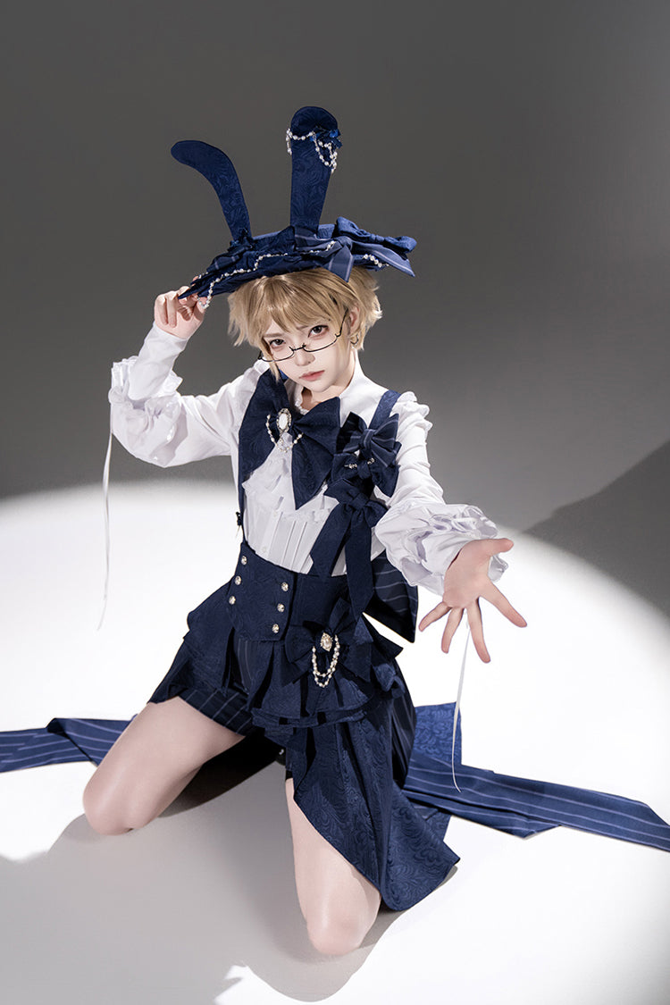 Indigo Rabbit Theater Striped Print Ouji Fashion Sweet Prince Lolita Shorts