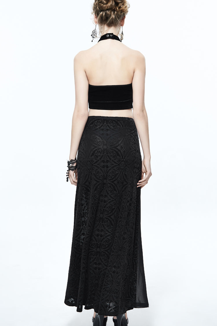 Gothic Vest with Velvet Moon Pendant Lace-Up Backless Dense