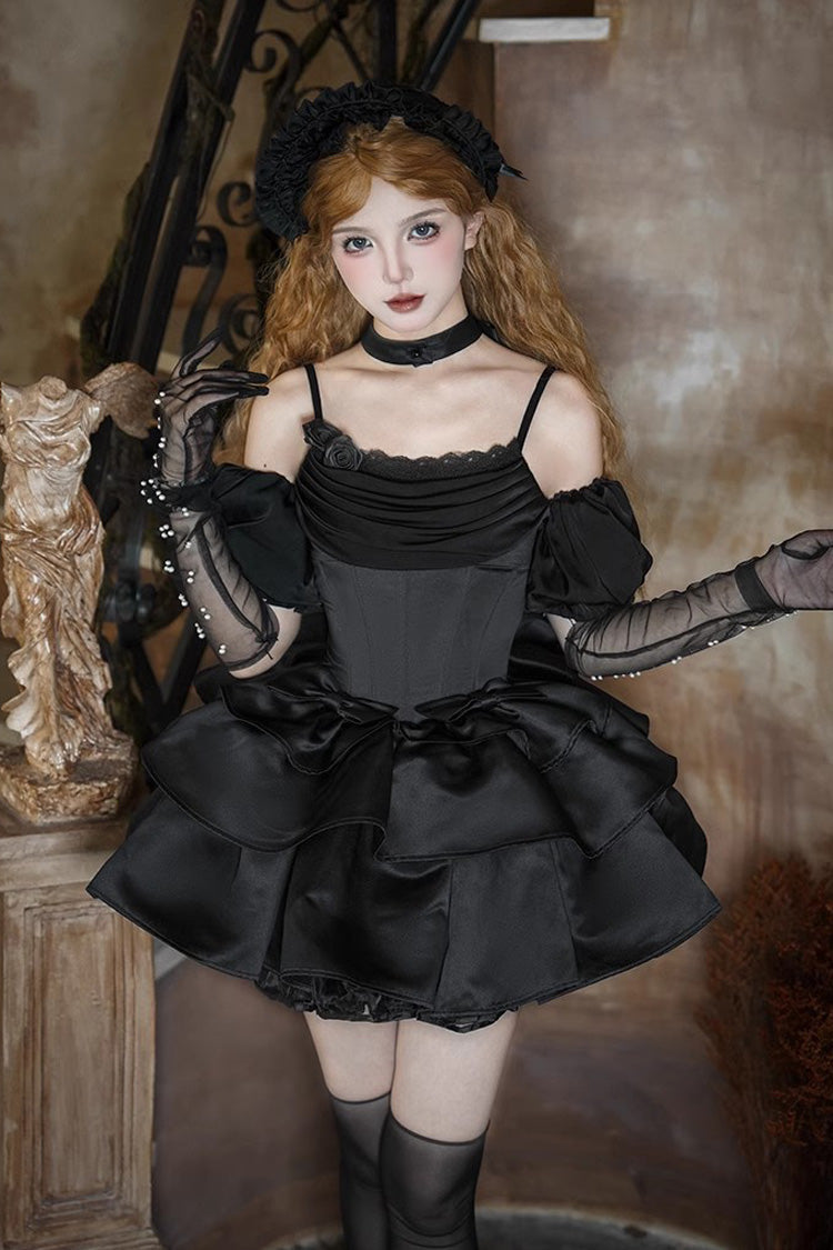 Onyx Ruffled Sleeveless Duet JSK with Bows - Duet