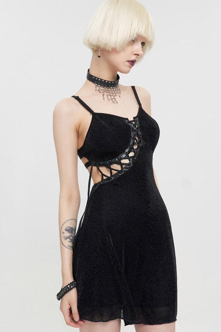 Chest Cross Straps Suspenders Backless Punk Dress