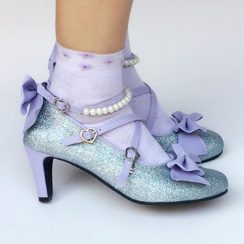 Shoes Blue Blingbling Mermaid Bow Custom Made SP168016
