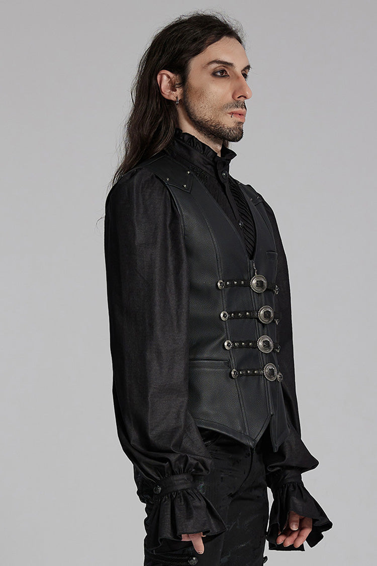 Men's Gothic Vest with Buckle and Rivet Accents