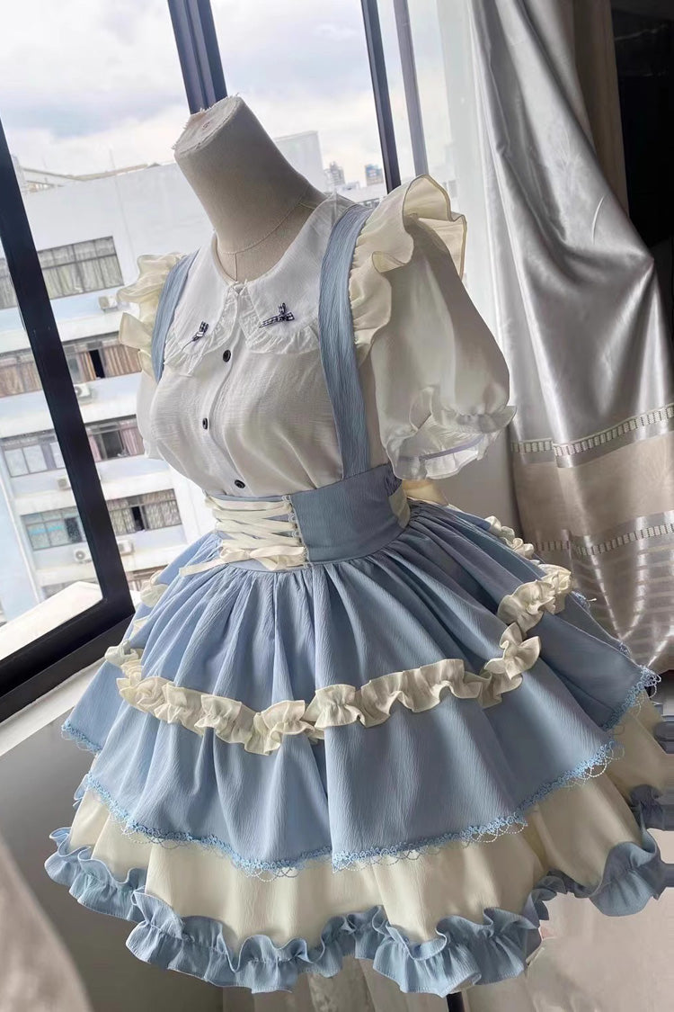 Strappy Doll Collar Ruffle Sweet Tiered Skirt in 7 Colors