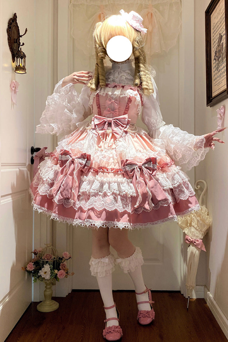 Blush Sleeveless Multi-Layer Ruffle Bow Lace Gorgeous Doll JSK Dress