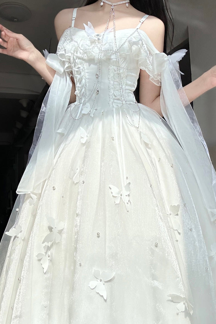 Ivory Butterfly Decorated JSK Dress with Bowknot - Summer Wind Chimes