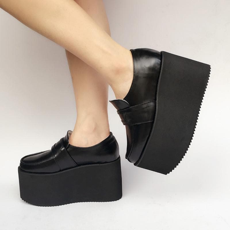 Black Uniform Custom Shoes SP168379 Platform Leather Made