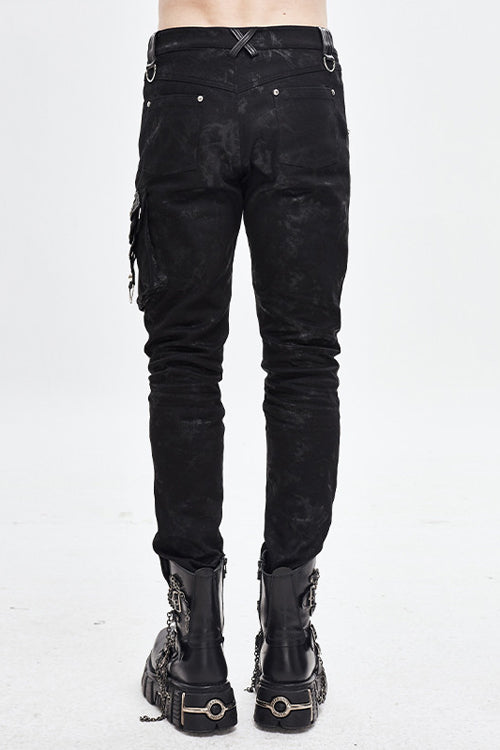 Studded Asymmetric Patchwork Leather Pants for Men