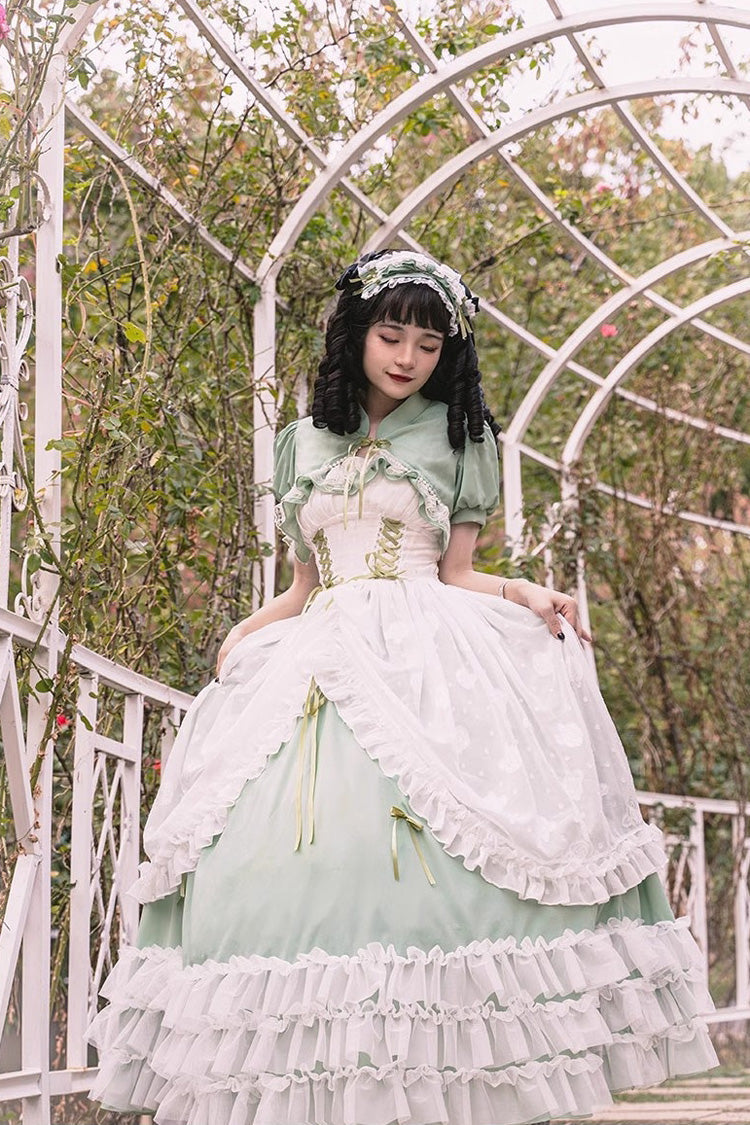Jade Multi-Tier Hanayome Lace-Up Plus-Size Sweet Lolita JSK (Long)