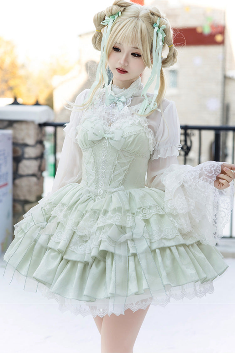Green Halterneck Jacquard Bow Ballet JSK