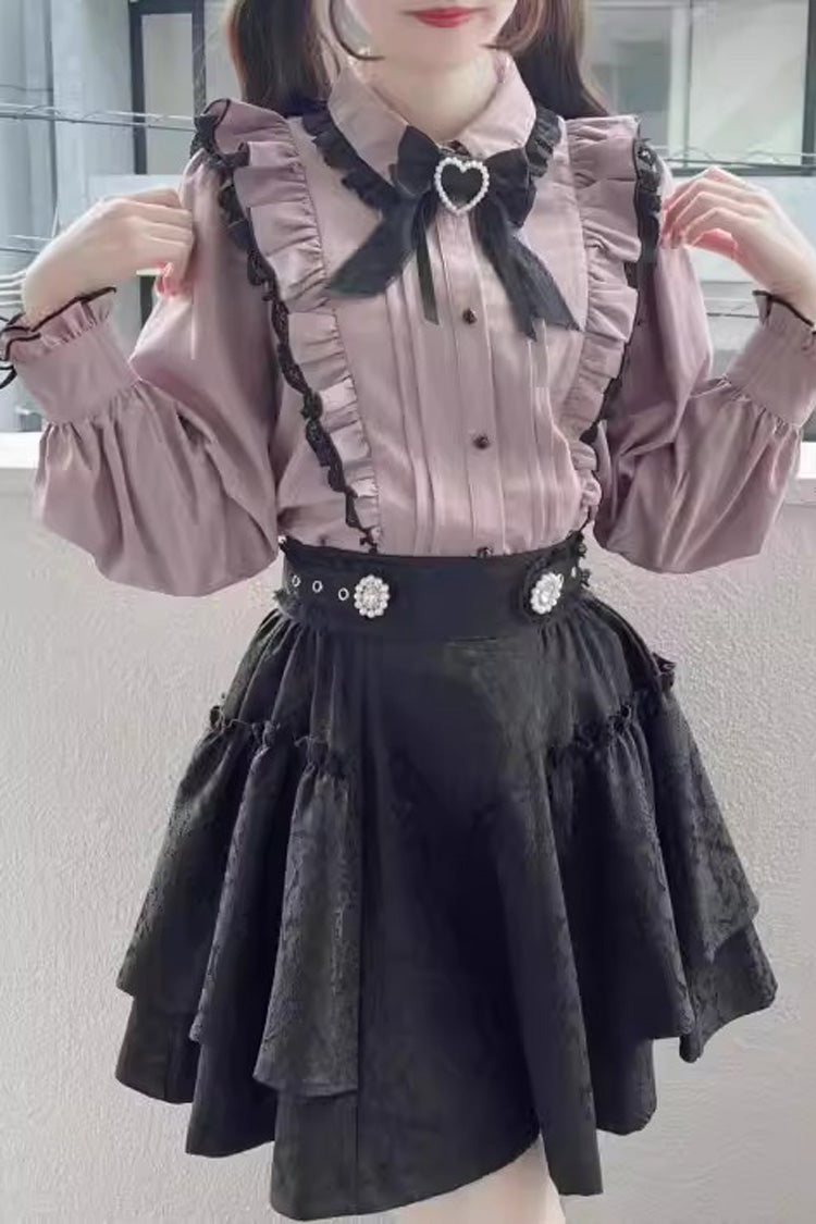 Dark Jacquard Bow Sweet Lolita Skirt - Japanese Style