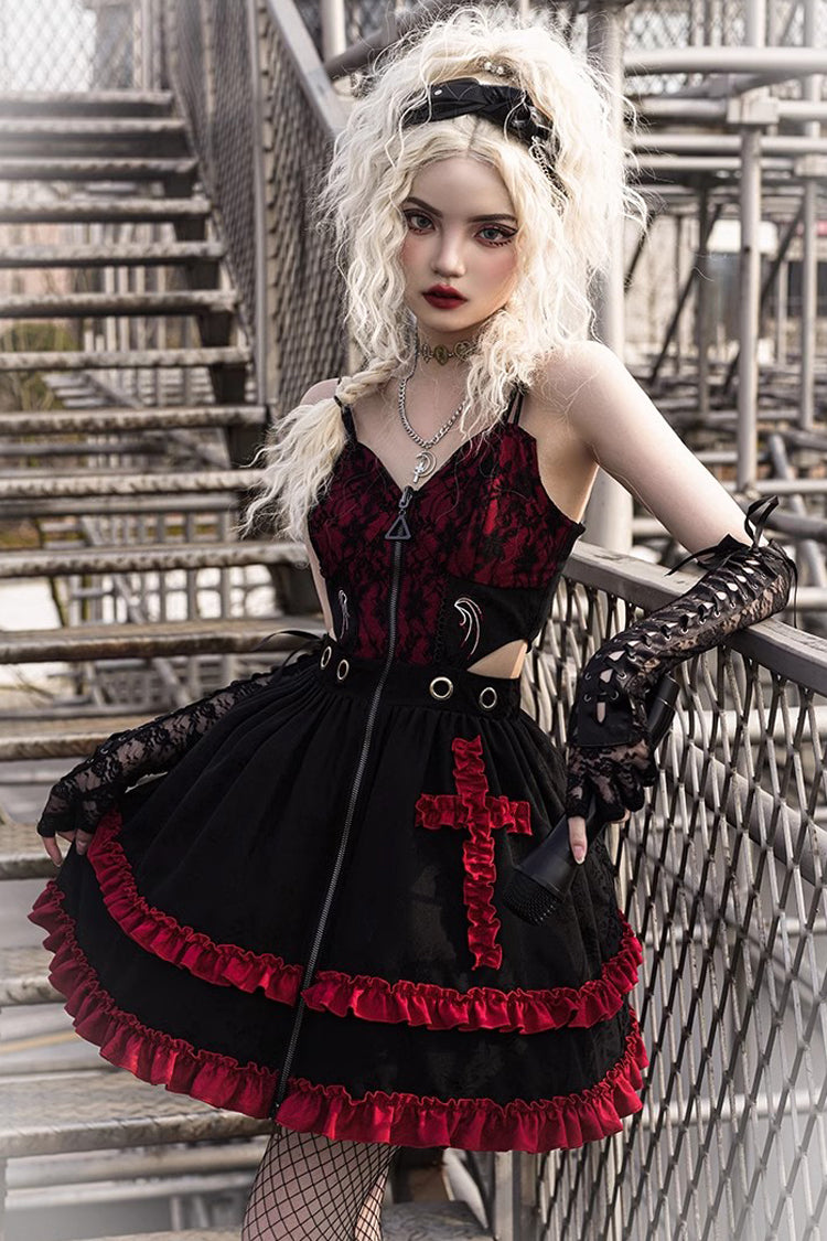 Judgment Day Crimson Cross Ruffle Lolita Jumper Dress