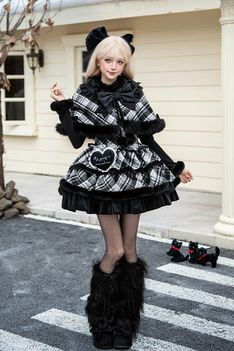 Letters Poems Snowy Night Serenade Triple-Layered Print Ruffle Bowknot Sweet Lolita Jsk Dress Set