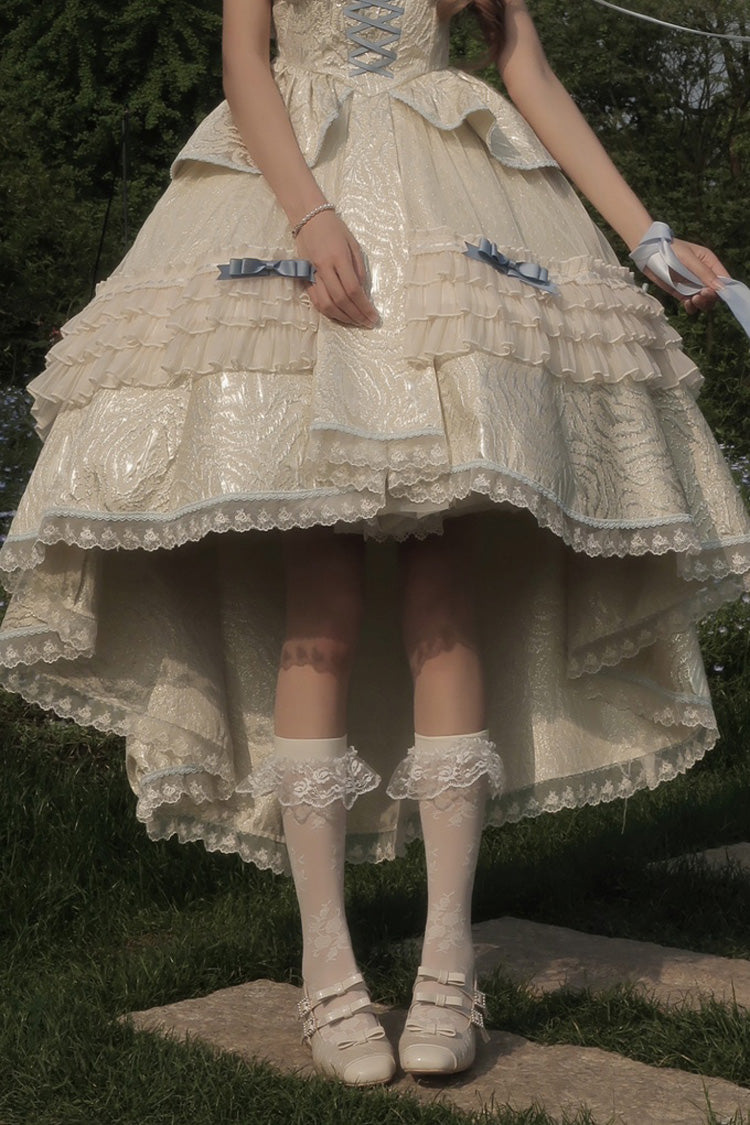 Ribbon Trim Princess Lolita JSK - Ivory and Blue