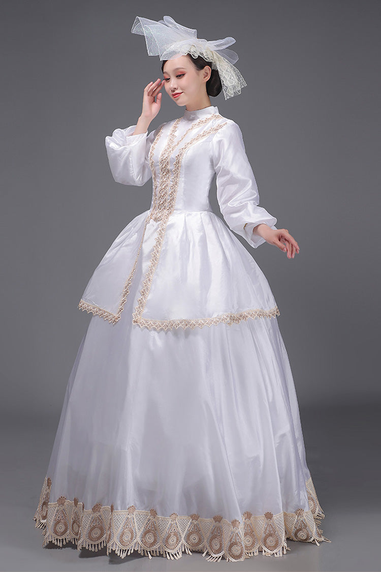 White Embroidered Vintage Victorian Dress - Sweet Court Style