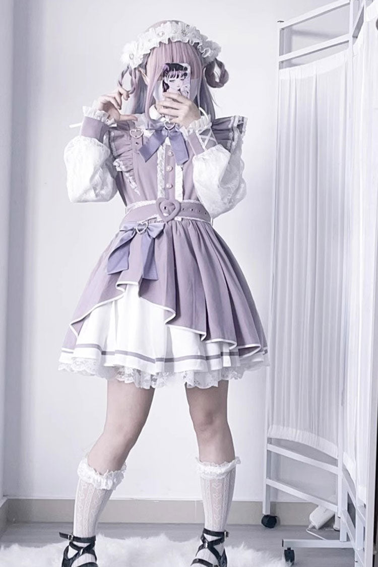 Little Idol Ruffle Bow Lace Asymmetric Jirai Kei Dress 6 Colors