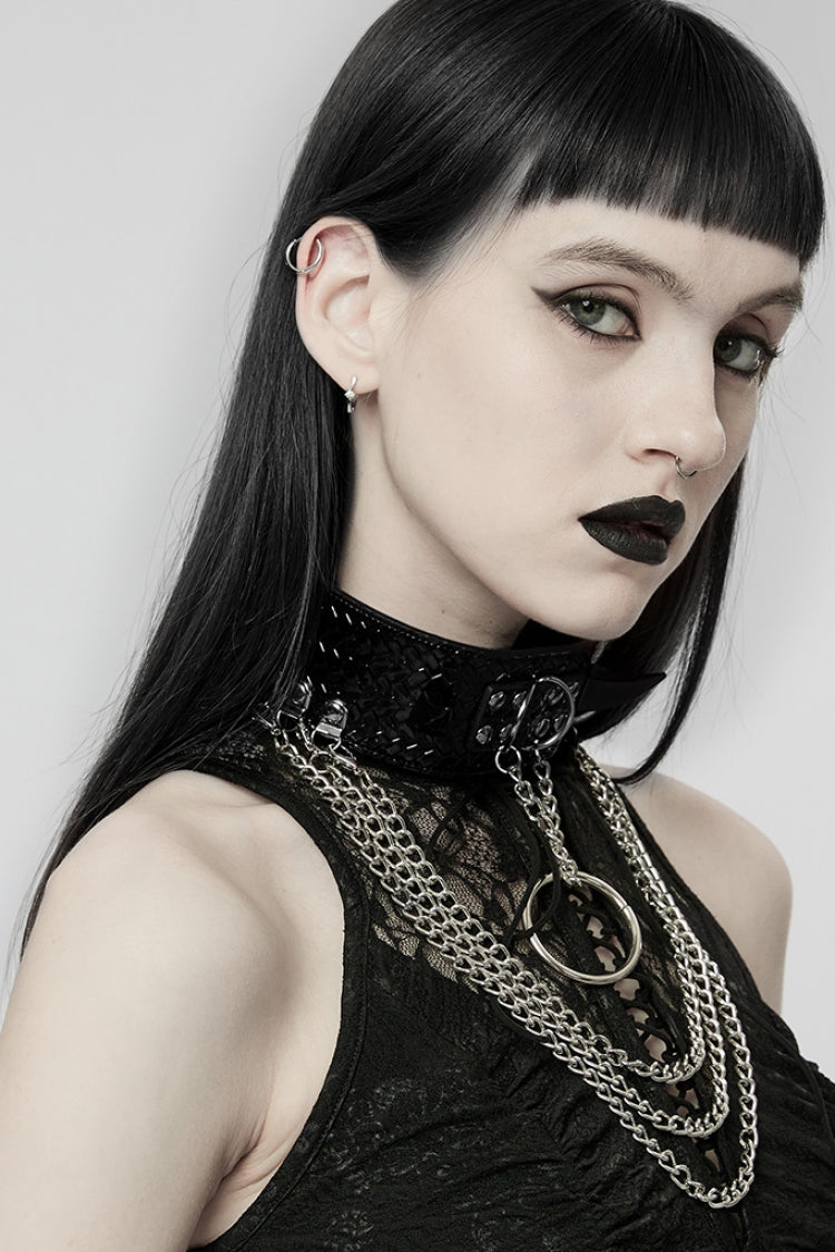 Reptile Texture Faux Leather Riveted Steampunk Choker