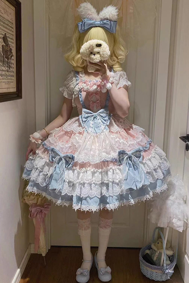 Azure Doll-Style Sweet JSK with Lace and Bow Accents