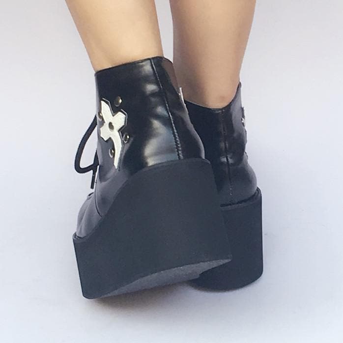 SP168085 Made Platform Black Shoes Custom Cross