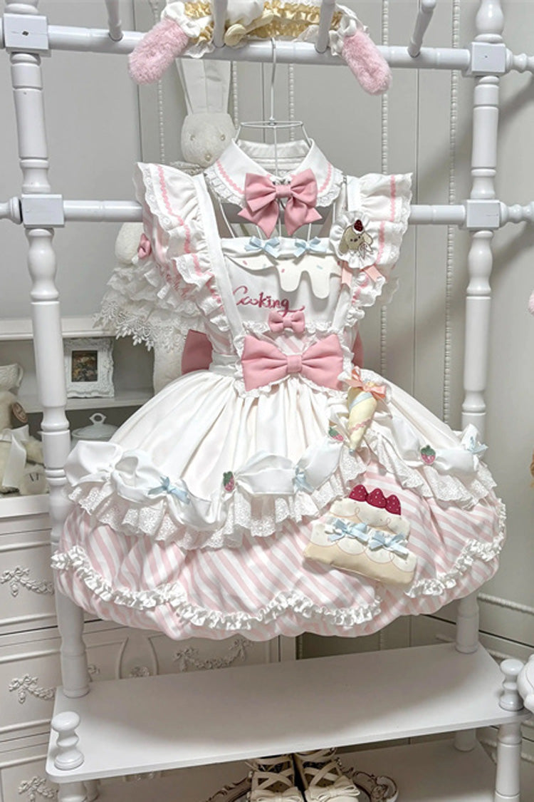 Puppy Pastry Chef Asymmetric Sweet Lolita Dress with Printed Ruffles