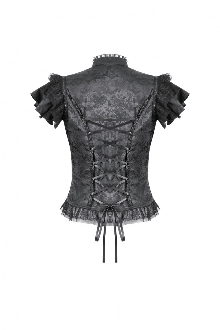 Victorian Corset Top with Lace-Up Front and Cutouts