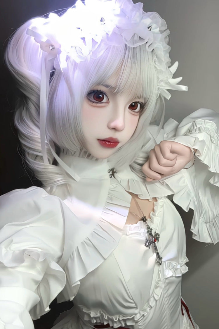 Sweet Lolita Wig Set with Roman Curls and Twin Ponytails