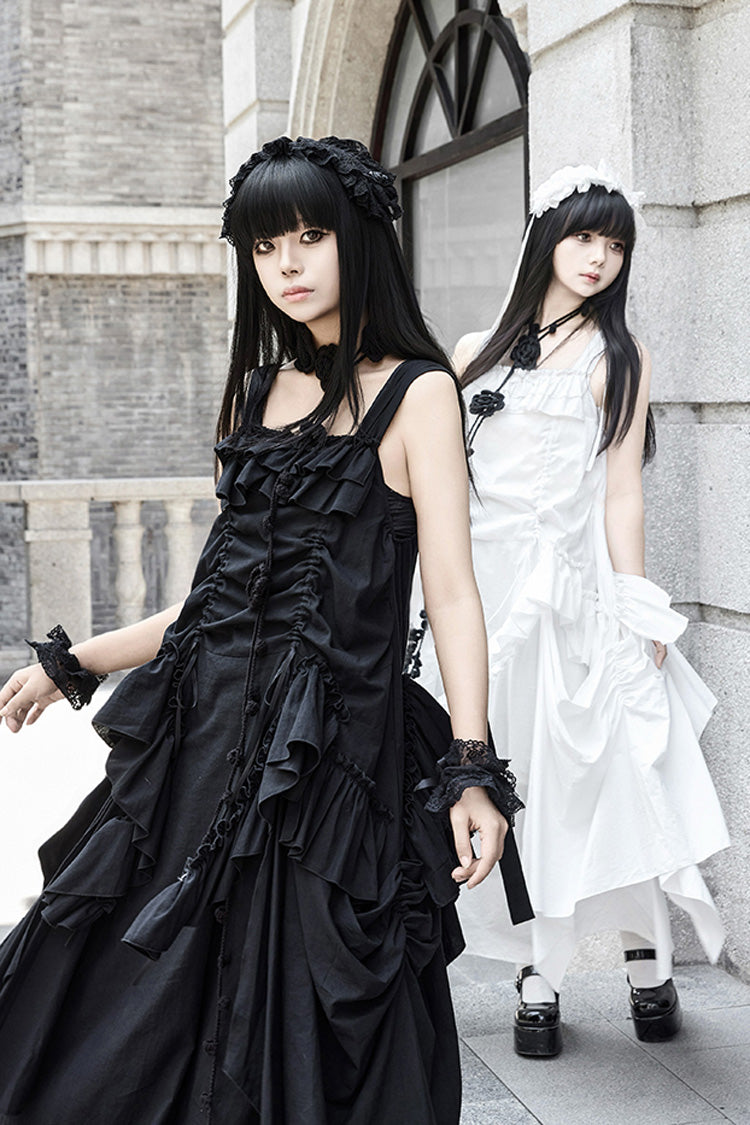 Ebony Strap Dress with Ruffles - Dream