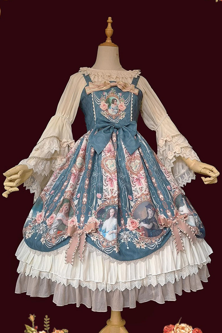 Portrait of A Little Lady Classic Vintage Lolita JSK with Ruffle Bowknot
