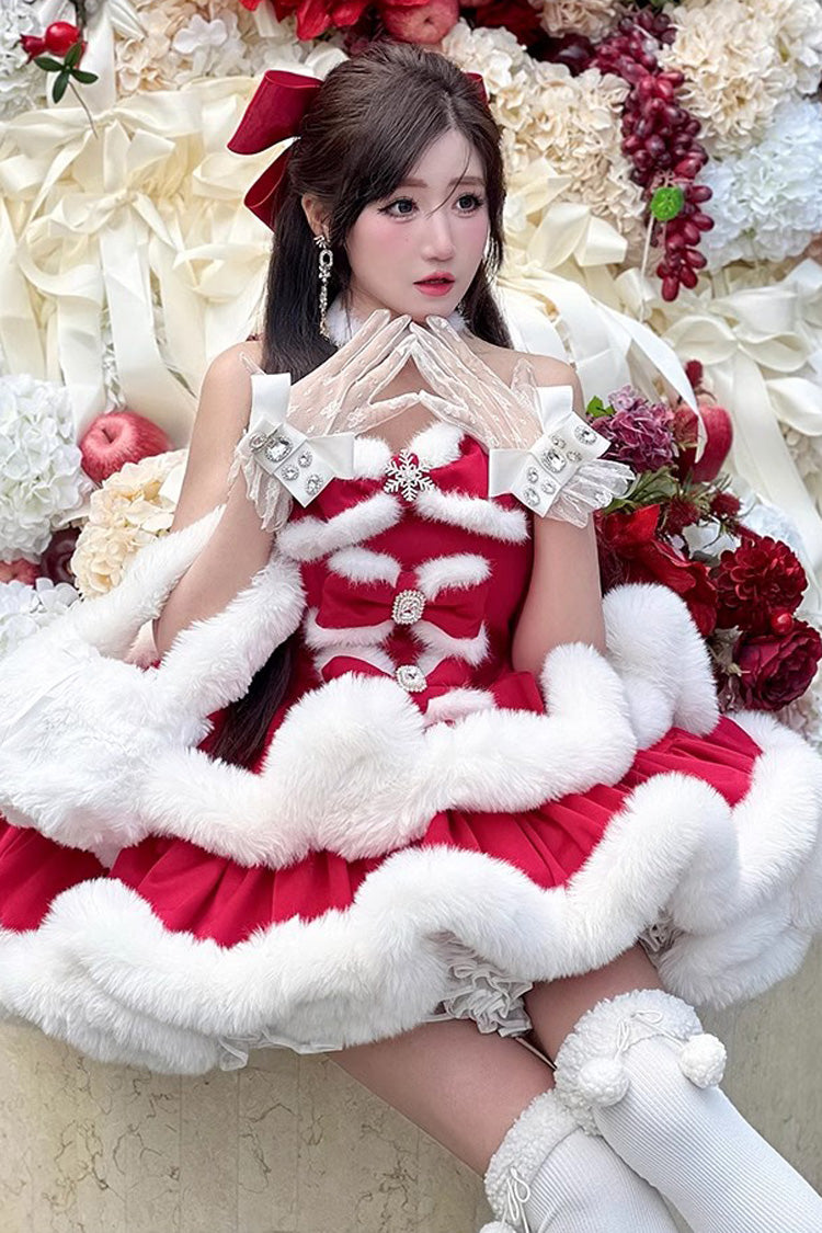 Red Strapless Bow Sweet Princess Dress - Holiday