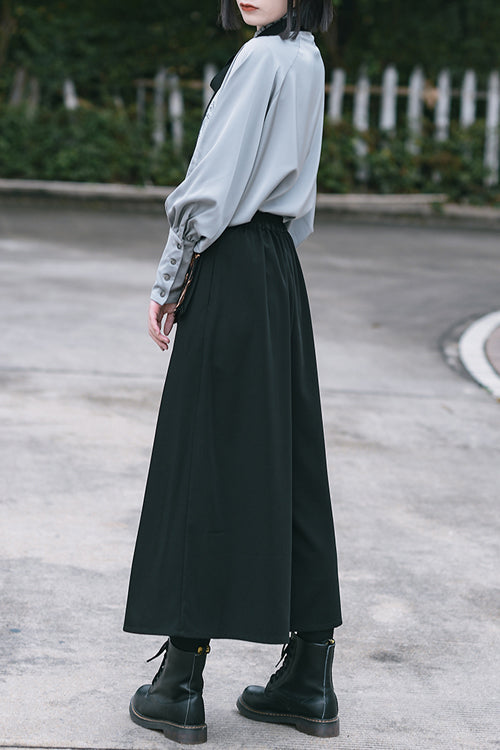 Demonic Embroidered Ouji Wide-Leg Trousers in Black