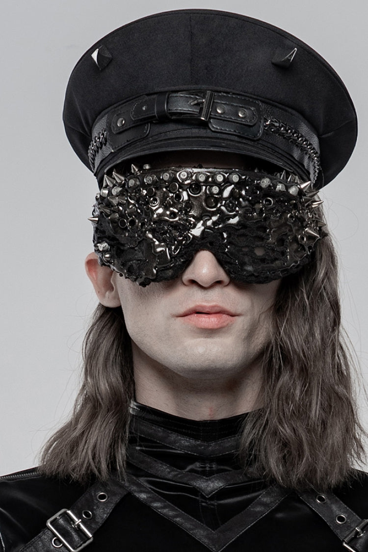 Steampunk Military Hat with Leather Buckle and Rivets
