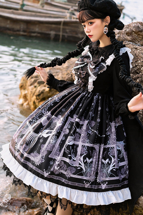 Front and Back Big Bows Pattern Print JSK Dress