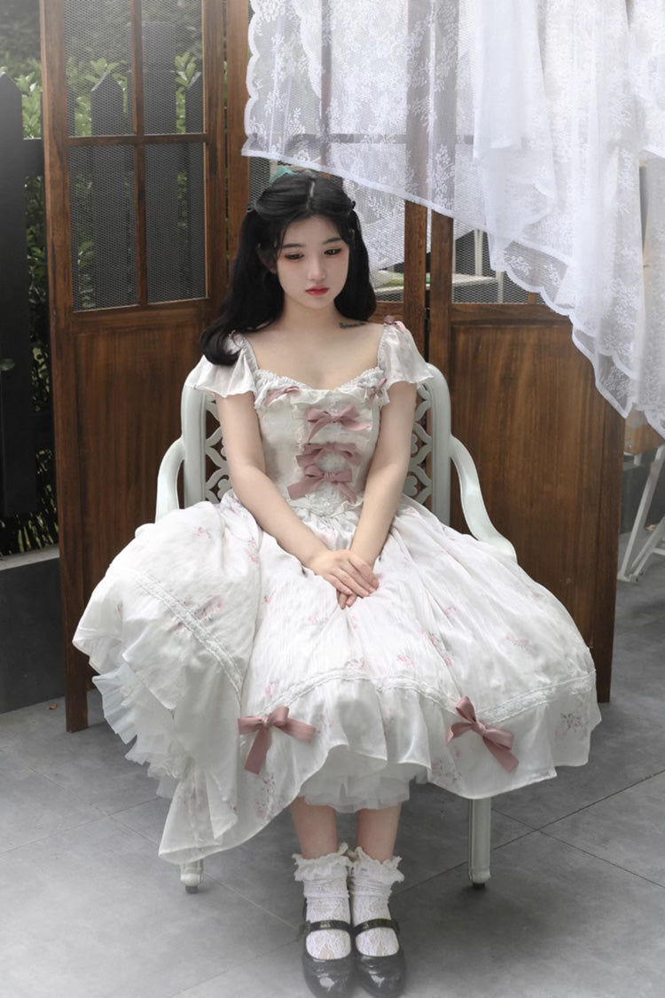 Plus Size Lolita Dress - Ruffle Bow, Short Sleeve, 2 Shades