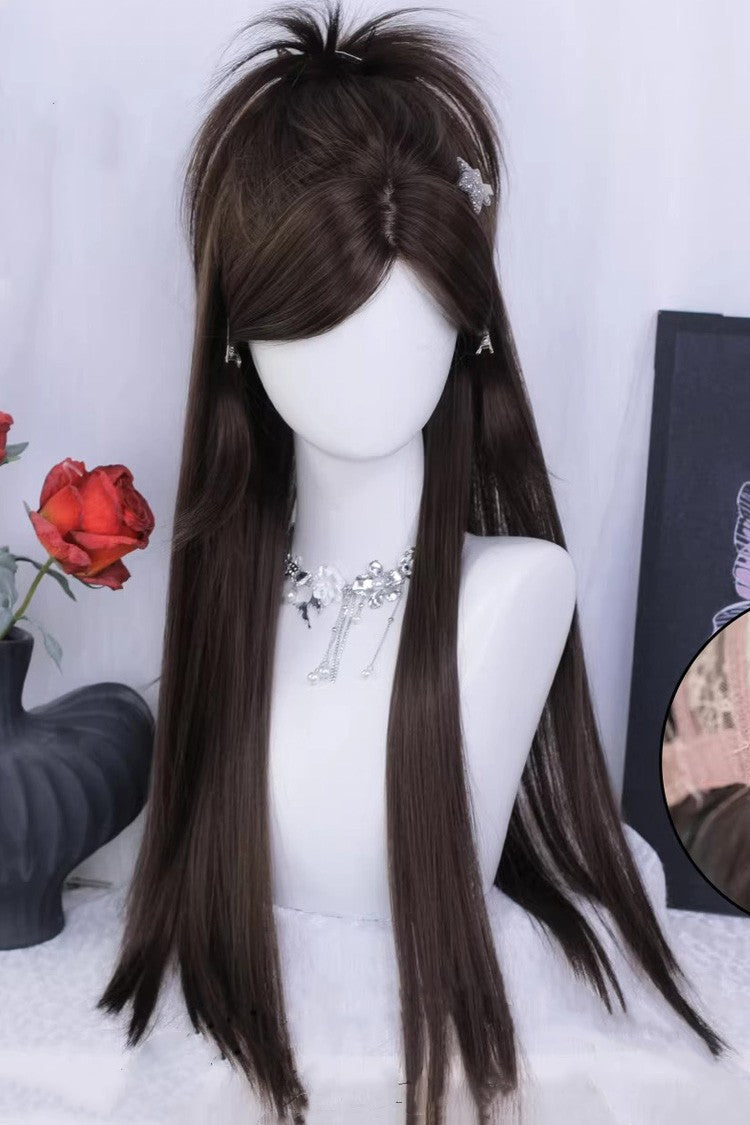 Everyday Straight Long Wig with Side Bangs in Two Colors
