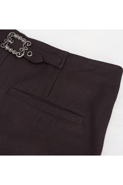 Twill Suit Material Side Pocket Floral Webbing Gothic Men's Pants