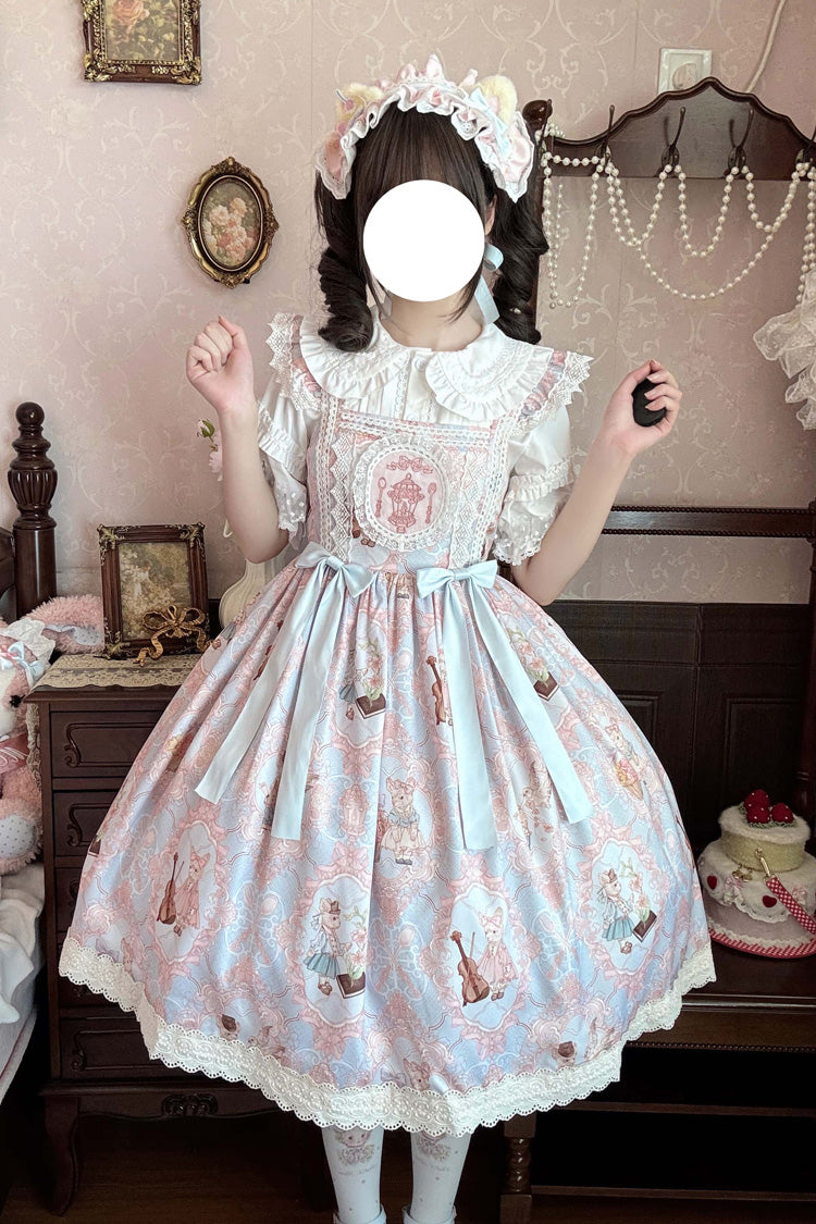 Sleeveless Printed Ruffled Embroidered Sweet Lolita JSK