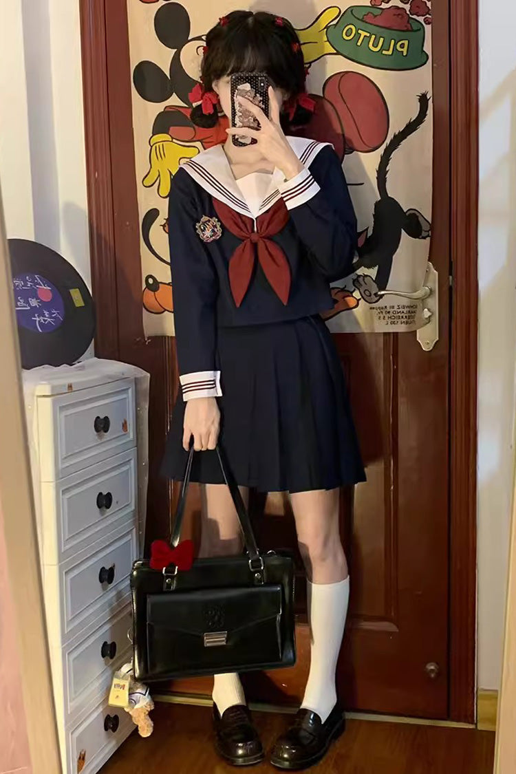 Cerulean Sailor School Outfit with Bowknot and Snowflake Motif