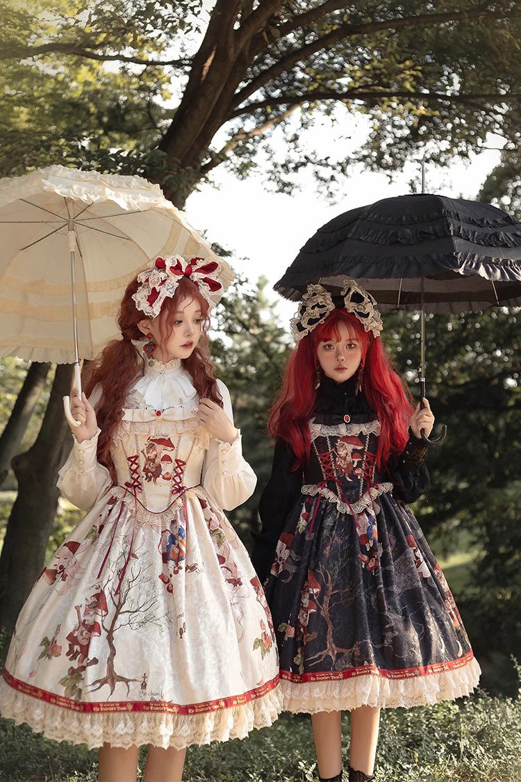 Cat Traveler Print Ruffle Vintage Elegant Sweet Lolita Jsk Dress