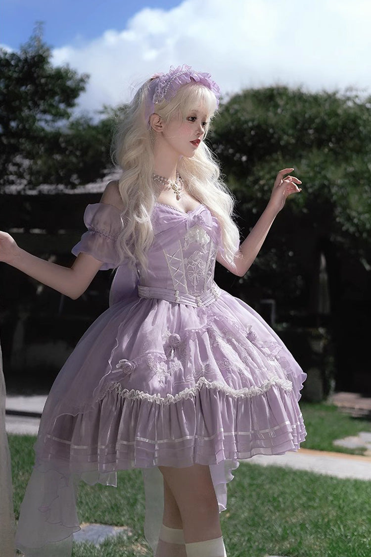 Violet Music Box Ruffled Bow Ballet Elegant Doll Dress