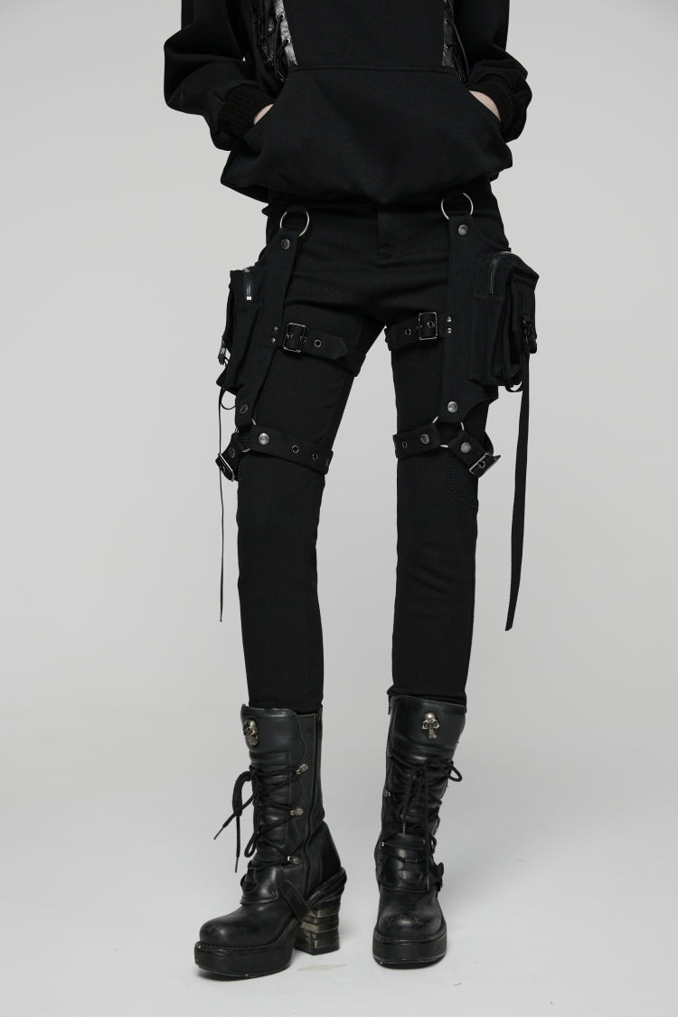 Detachable Eyelet Military Punk Trousers for Women