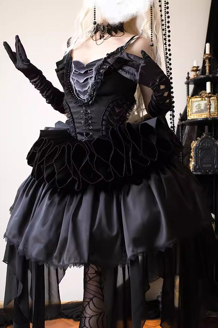 Black Goat of the Forest Lace Up Gothic Elegant Lolita Dress