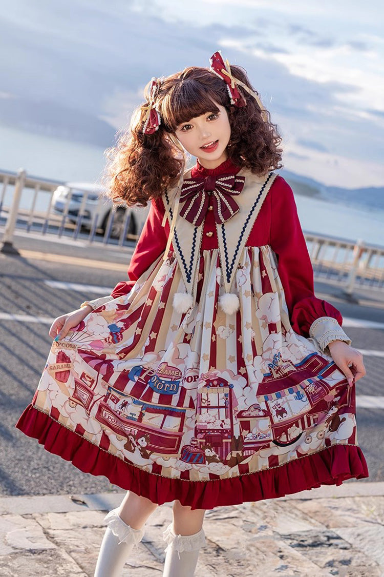 Crimson Squirrel Popcorn Bow Sweet Lolita Gown