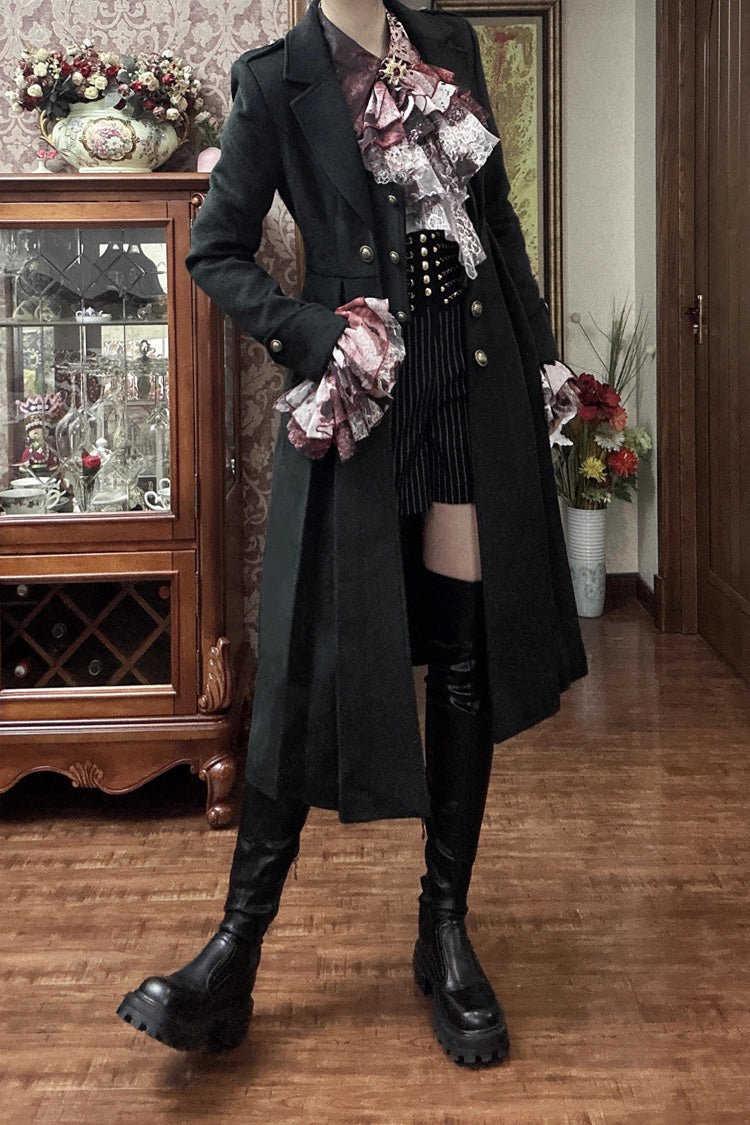 Wool Slim Gothic Trench Coat with Long Sleeves - Paranoid's Punishment, 4 Shades