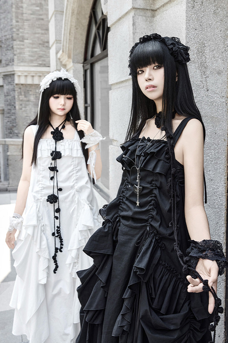 Ebony Strap Dress with Ruffles - Dream