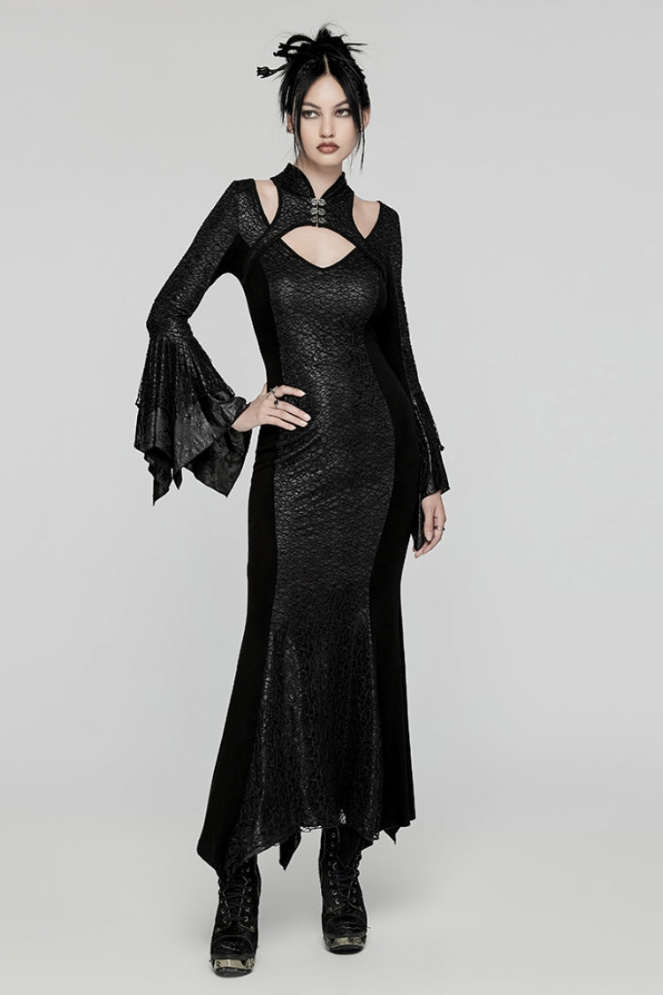 Gothic Dress with Cheongsam Collar Fishtail Hollow Design