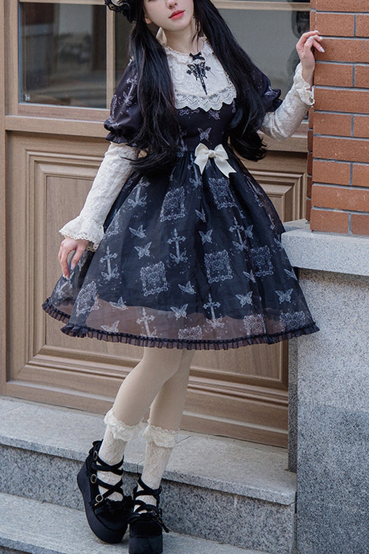 Black Embroidered Butterfly Gothic Lolita Dress