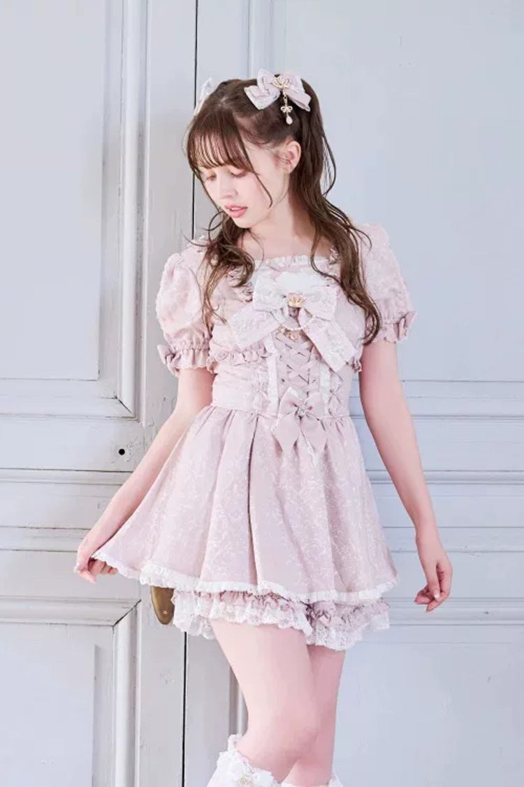 Jacquard Ruffle Bow Dress Set - Plus Size Lolita