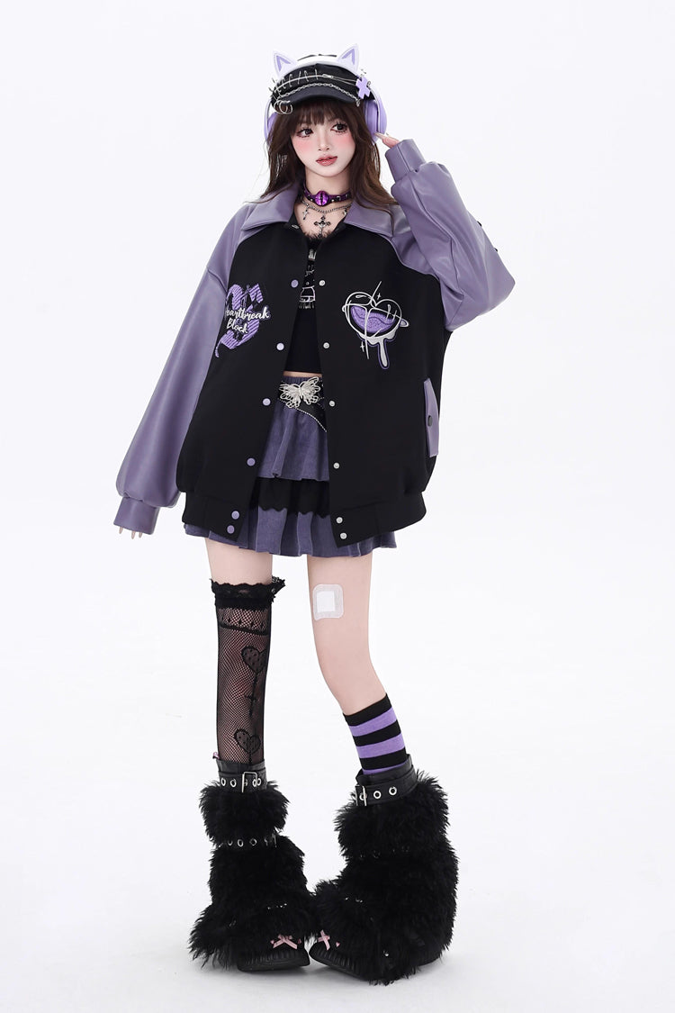 Japanese Jirai Kei Embroidered Coat with Gothic Stitching